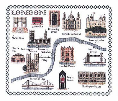 Англия и вышивка. Карта.